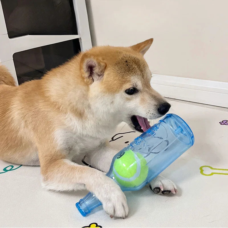 Beer Bottle Dog Chew Toy with Tennis Ball | Bite-Resistant, Squeaky & Interactive Puppy Toy
