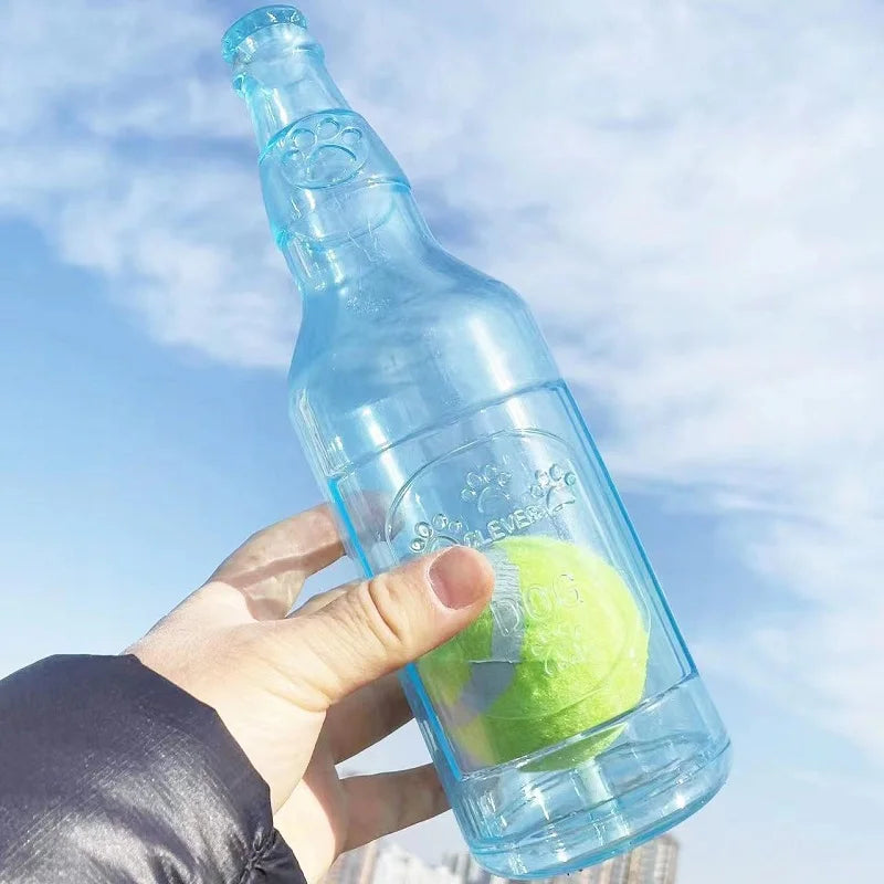 Beer Bottle Dog Chew Toy with Tennis Ball | Bite-Resistant, Squeaky & Interactive Puppy Toy