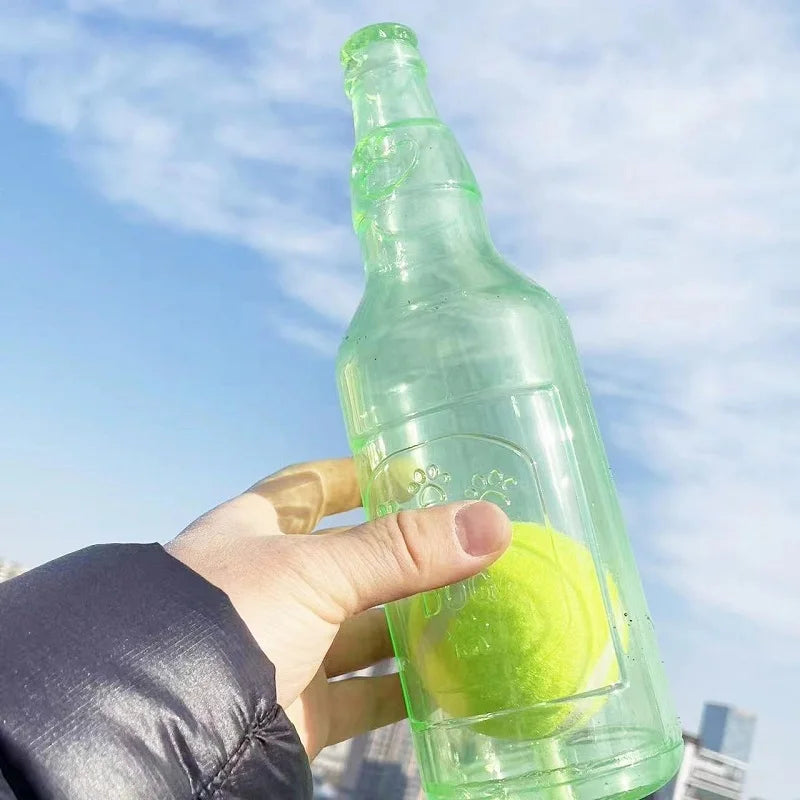Beer Bottle Dog Chew Toy with Tennis Ball | Bite-Resistant, Squeaky & Interactive Puppy Toy